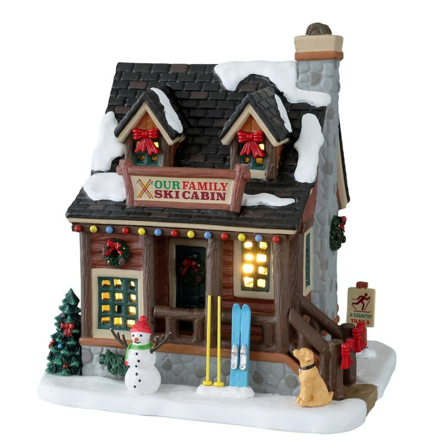 Lemax Christmas Village * | Top 10 Lemax Vail Village Our Family Ski Cabin