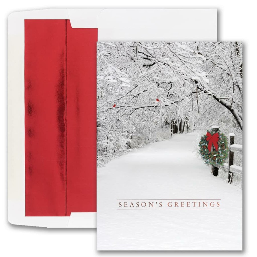 Greeting Cards * | Deals Jam Paper Snowy Trail Blank Christmas Cards & Envelopes Set