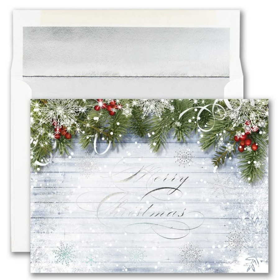 Greeting Cards * | Best Pirce Jam Paper Snowy Sentiment Blank Christmas Cards & Envelopes Set