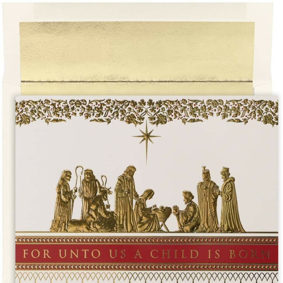 Greeting Cards * | Best Pirce Jam Paper Manger Scene Christmas Cards Set, 16Ct.