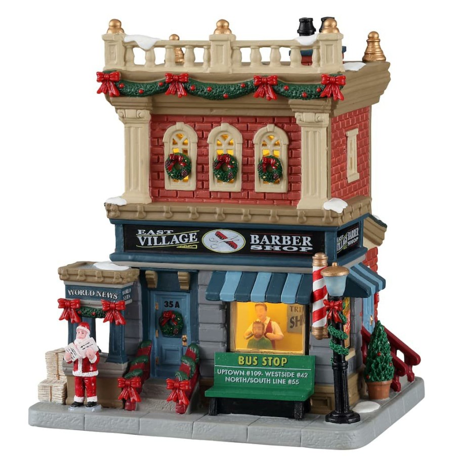 Lemax Christmas Village * | Discount Lemax Caddington Village East Village Barber Shop