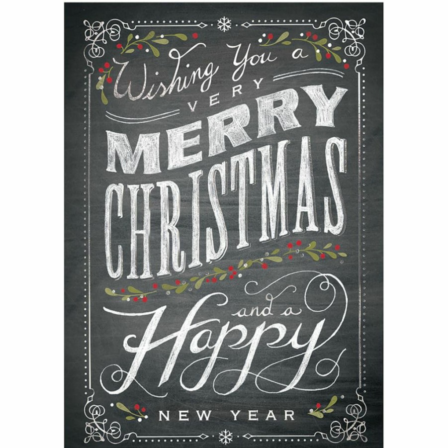 Greeting Cards * | Discount Jam Paper 5 X 7 Chalkboard Merry Christmas Blank Cards & Matching Envelopes Set, 25Ct.