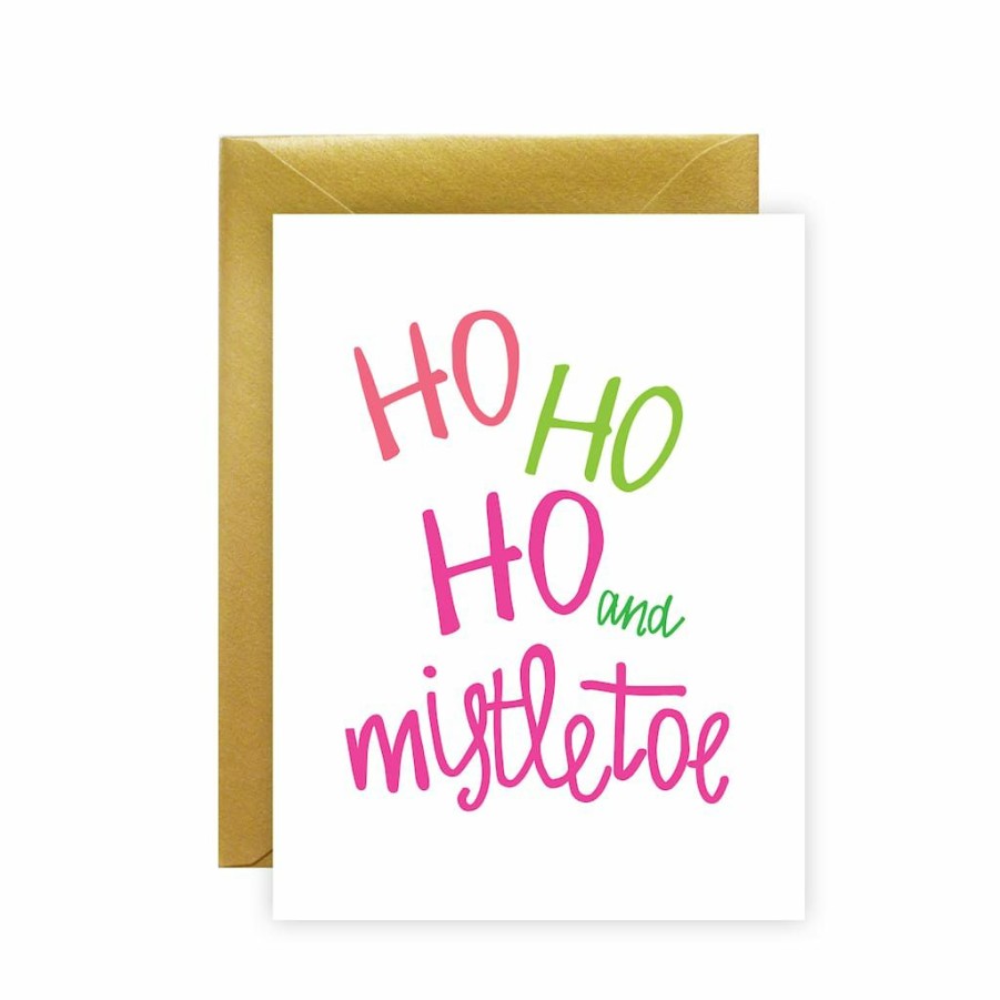 Greeting Cards * | Hot Sale Meant To Be Sent Ho Ho Mistletoe Christmas Greeting Cards, 10Ct.