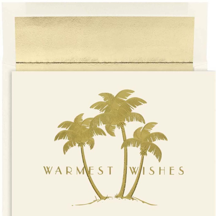 Greeting Cards * | Best Pirce Jam Paper Gold Palm Trees Blank Christmas Cards Set, 18Ct.