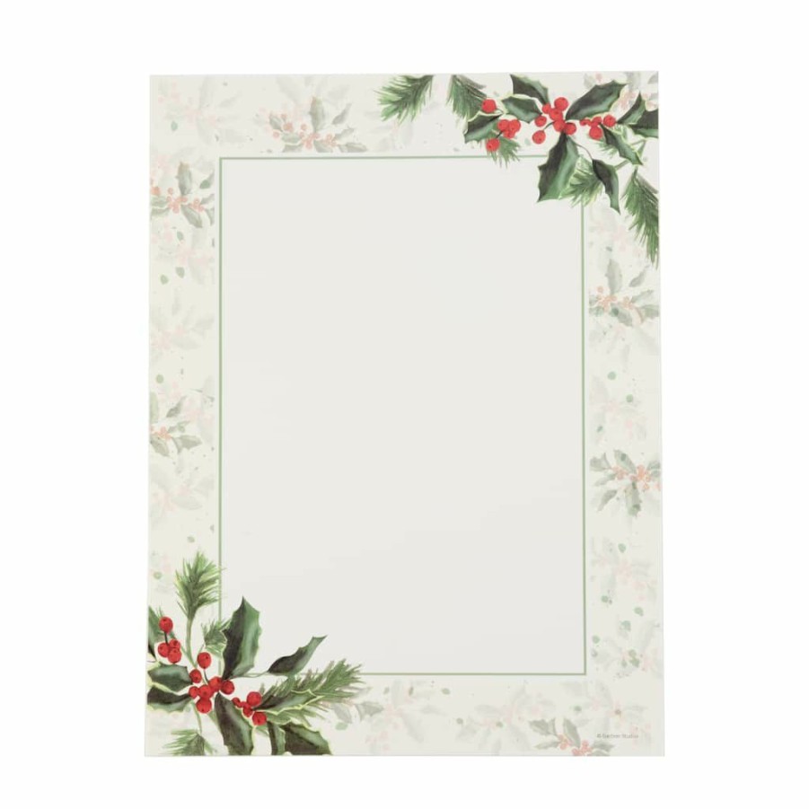 Stationery * | Outlet Gartner Studios Painterly Holly Stationery, 8.5 X 11