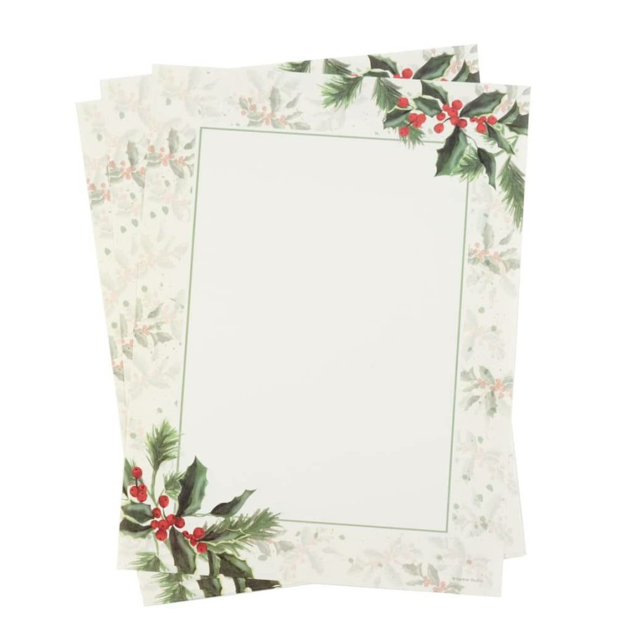 Stationery * | Outlet Gartner Studios Painterly Holly Stationery, 8.5 X 11