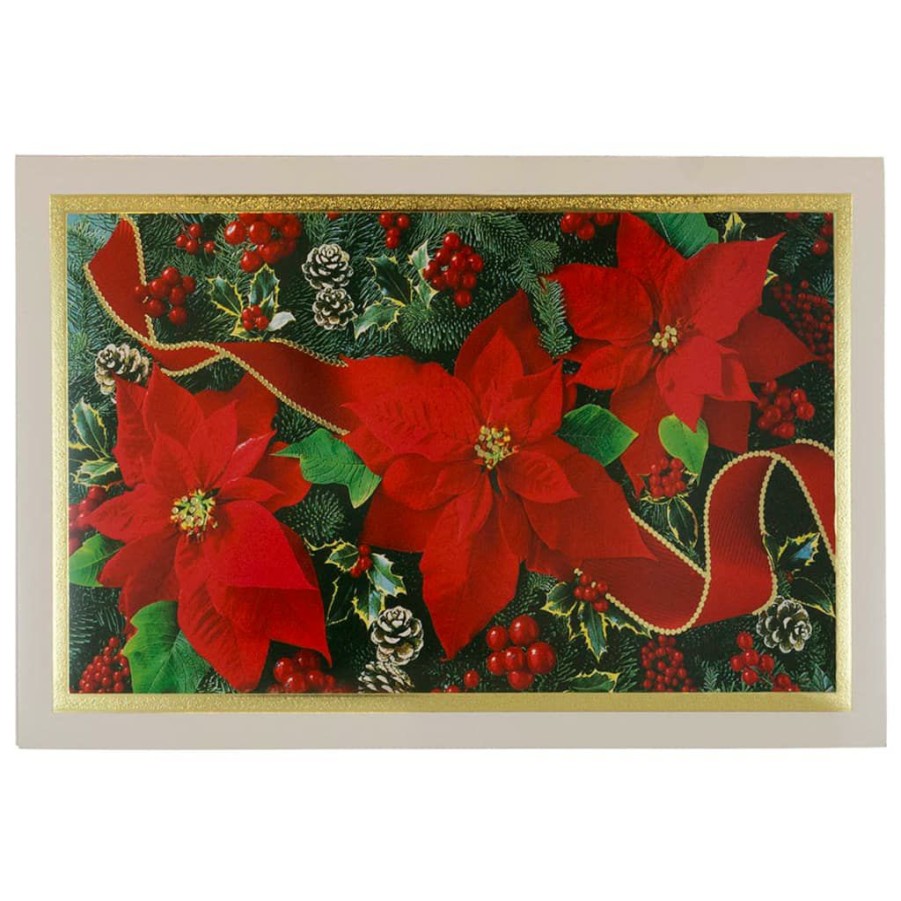 Greeting Cards * | Best Reviews Of Jam Paper A8 Modern Poinsettia Christmas Cards & Envelopes, 10Ct.