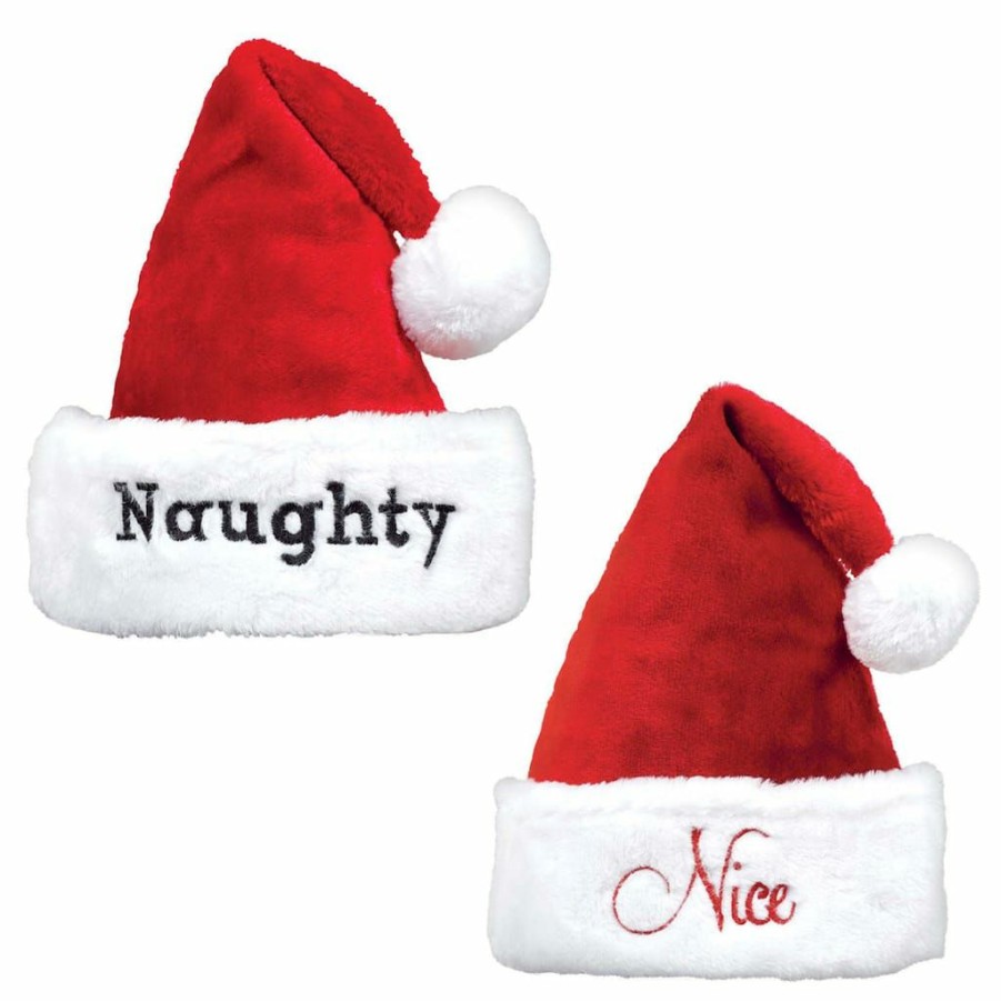 Adult Costume Accessories * | Promo Christmas Naughty And Nice Santa Hat Set By Amscan