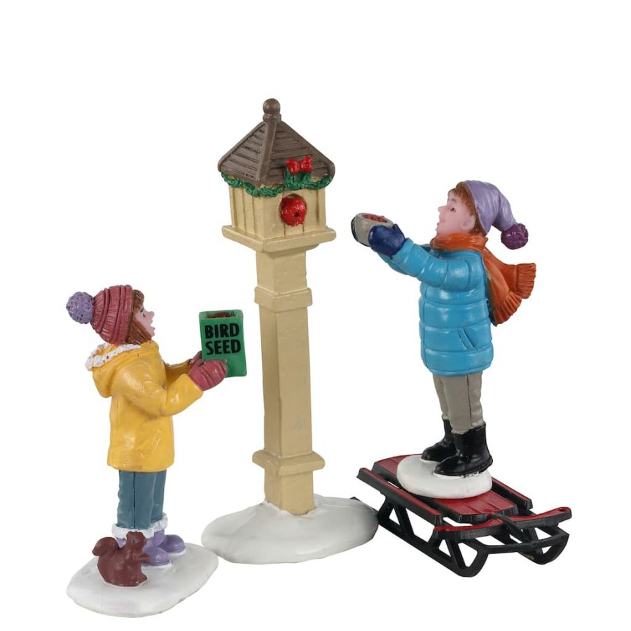 Lemax Christmas Village * | Deals Lemax The Bird Feeders Set