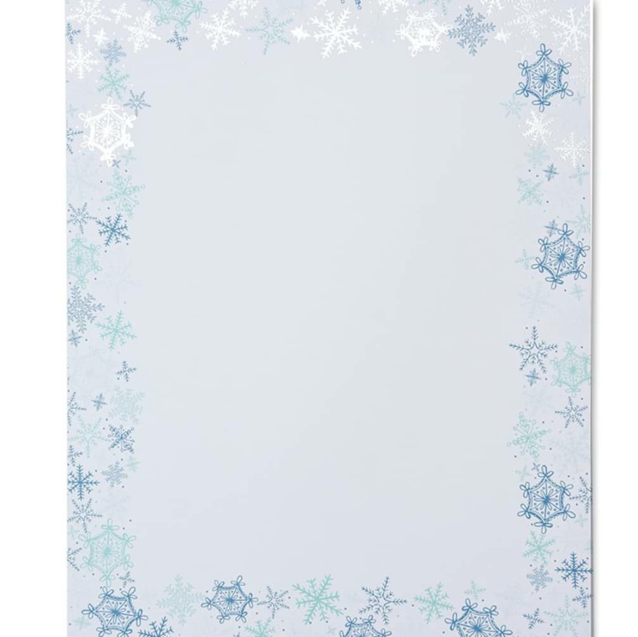 Stationery * | Discount Gartner Studios Cool Blue Snowflake Stationery Paper, 8.5 X 11