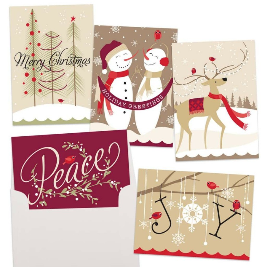 Greeting Cards * | Hot Sale Jam Paper 6.25 X 4.625 Decadent Assortment Christmas Cards Set, 25Ct.