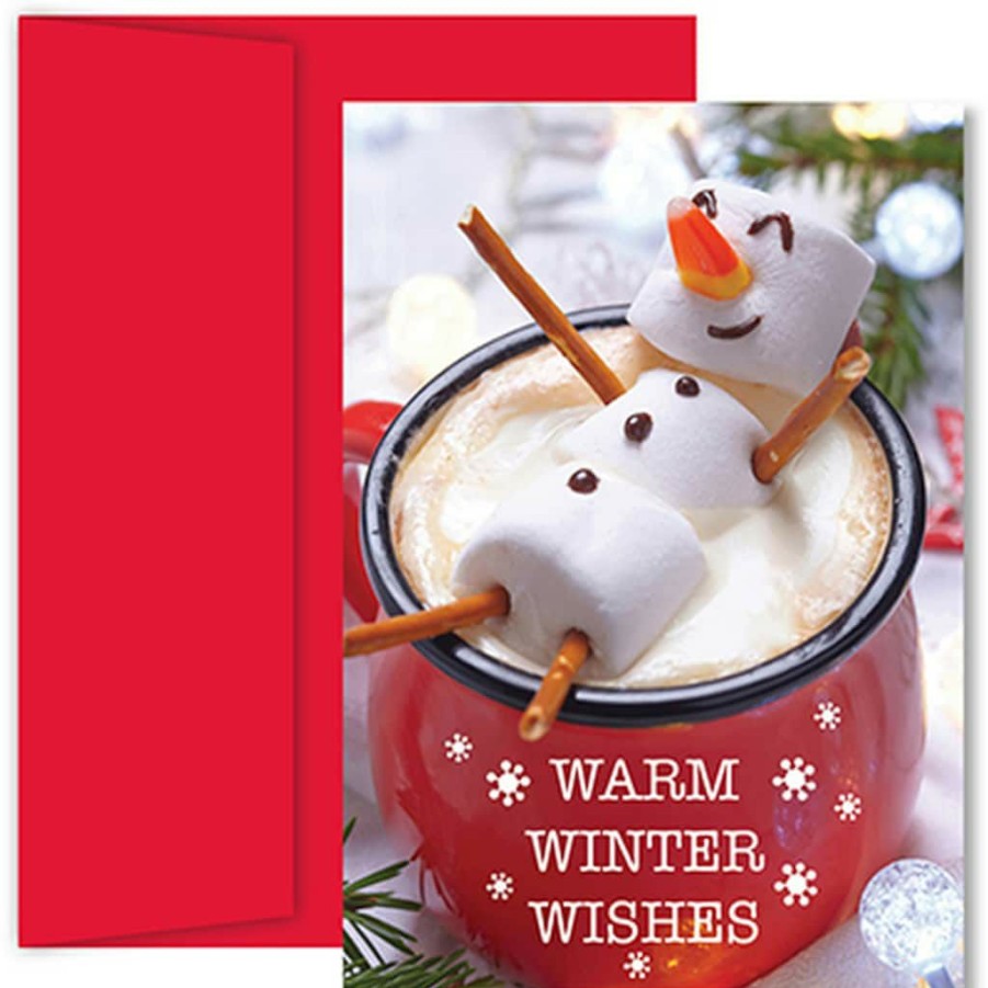 Greeting Cards * | Discount Jam Paper 5 X 7 Marshmallow Snowman Cards & Matching Envelopes Set, 18Ct.